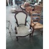 FAUTEUIL LOUIS PHILIPPE ACAJOU ASSISE ET DOSSIER CAPITONNÉ TISSU ÉCRU FLEURI 