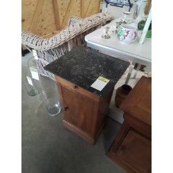 CHEVET LOUIS PHILIPPE BOIS 1 TIROIR 1 PORTE DESSUS MARBRE NOIR