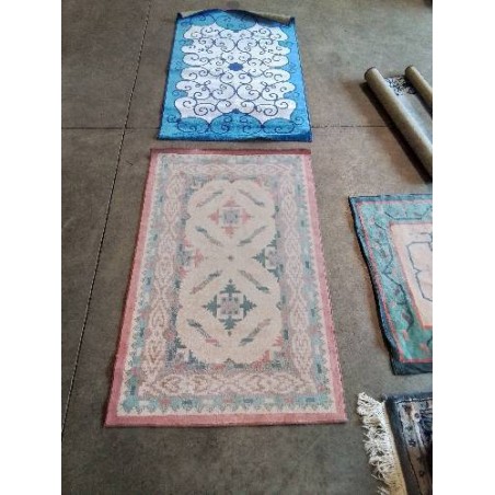 TAPIS ROSE VERT ÉCRU 110X70CM