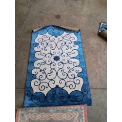 TAPIS ECRU BLEU NOIR 70X110CM