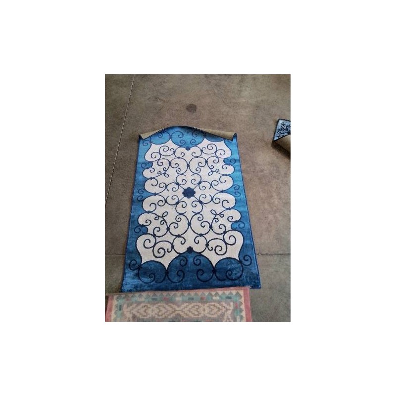 TAPIS ECRU BLEU NOIR 70X110CM