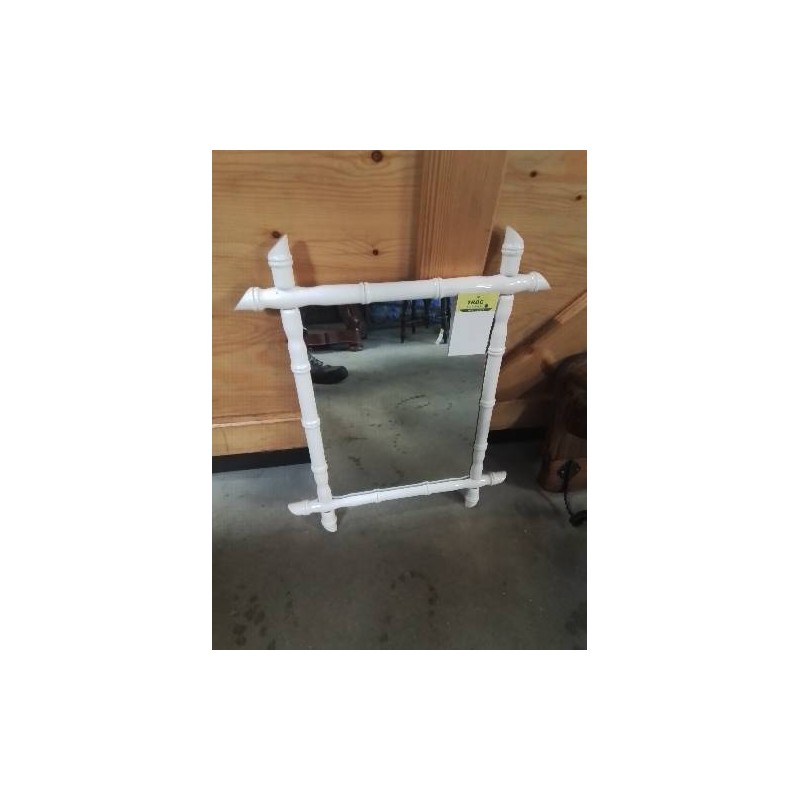 MIROIR RECTANGULAIRE FAUX BAMBOU BLANC
