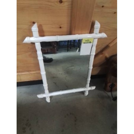 MIROIR RECTANGULAIRE FAUX BAMBOU BLANC