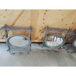 VESTIAIRE MÉTAL GRIS MIROIR OVALE PIVOTANT  