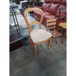 CHAISE NAPOLÉON 3 BOIS CLAIR ASSISE VELOURS BEIGE 