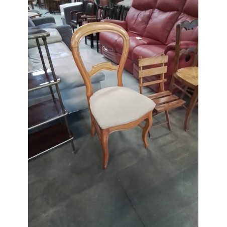 CHAISE NAPOLÉON 3 BOIS CLAIR ASSISE VELOURS BEIGE 