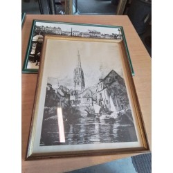 GRAVURE HARFLEUR L EGLISE SAINT MARTIN 