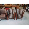 FAUTEUIL CLUB TISSU PANTHERE ET BOIS CLAIR 