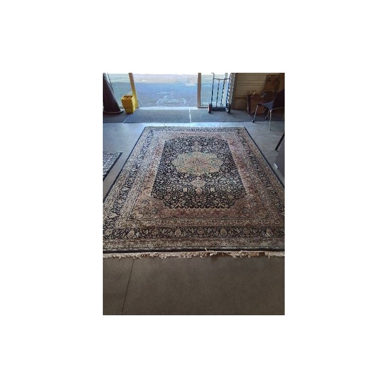 TAPIS LAINE BLEU VERT OCRE 250X350