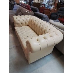 CANAPE CHESTERFIELD CUIR BEIGE