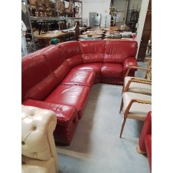 CANAPÉ D’ANGLE CUIR ROUGE ROCHEBOBOIS 