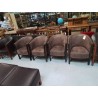 FAUTEUIL CLUB TISSU VIEILLI CHOCOLAT ET BOIS