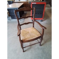 FAUTEUIL DE CHEMINÉE BOIS PAILLÉ STYLE RÉGENCE COQUILLE