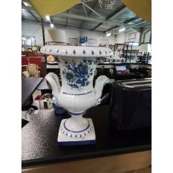 VASE CÉRAMIQUE  BLANC AUX FLEURS CAPODIMONTE