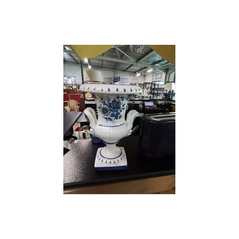 VASE CÉRAMIQUE  BLANC AUX FLEURS CAPODIMONTE