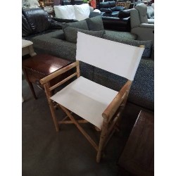 FAUTEUIL DE METTEUR EN SCÈNE BAMBOU ET TISSU ECRU