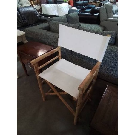 FAUTEUIL DE METTEUR EN SCÈNE BAMBOU ET TISSU ECRU
