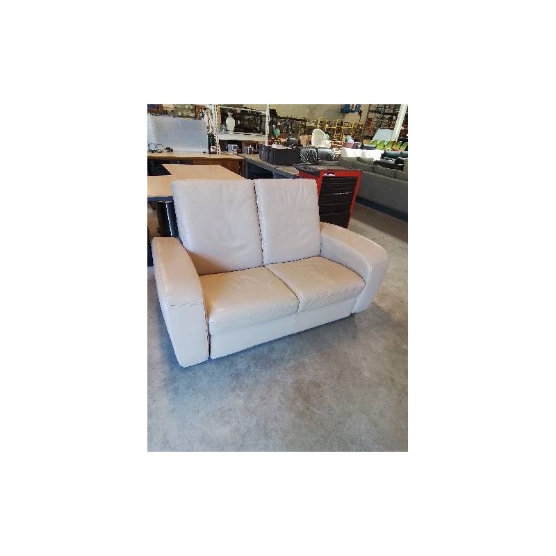 CANAPÉ CUIR  BEIGE 2 PLACES