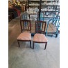 PAIRE DE CHAISES ANGLAISE ACAJOU DOSSIER A BARREAUX VERTICAUX ASSISE TISSU ECRU ROUGE A RAYURES 