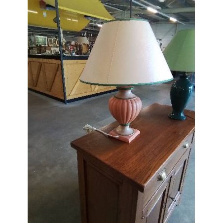 LAMPE BALUSTRE CÉRAMIQUE AJ ECRU LISERÉ VERT 