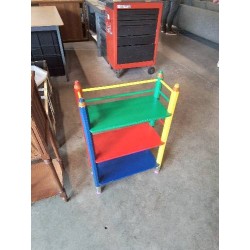 ÉTAGÈRE CRAYONS BOIS COLORÉ PIERRE SALA ANNÉES 80