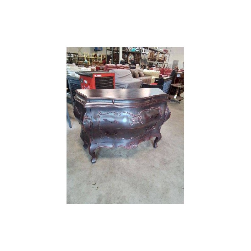 COMMODE GALBÉE BOIS SCULPTÉ BORDEAUX 4 TIROIRS