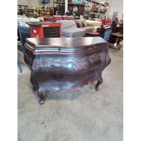 COMMODE GALBÉE BOIS SCULPTÉ BORDEAUX 4 TIROIRS