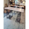 BUREAU D’ARCHITECTE PIÈTEMENT MÉTAL NOIR PLATEAU BOIS CLAIR 