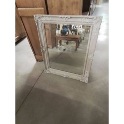 MIROIR RECTANGULAIRE BOIS ET STUC PEINT TAUPE DÉBUT XXE