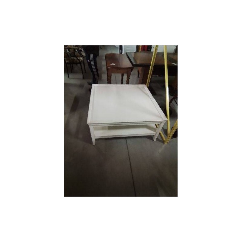 TABLE BASSE CARRÉE 2 NIVEAUX BOIS BLANC