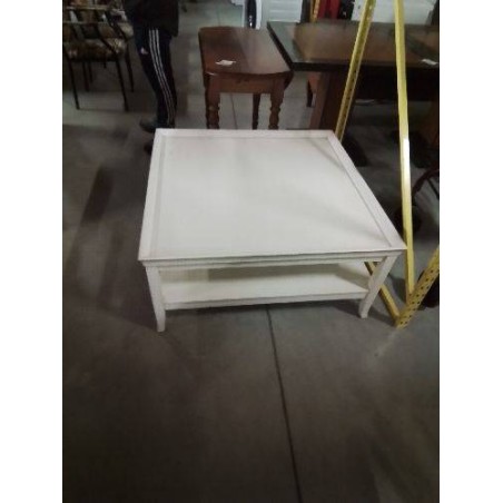 TABLE BASSE CARRÉE 2 NIVEAUX BOIS BLANC