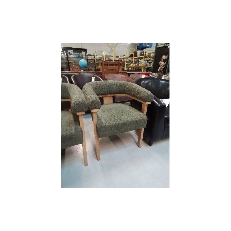 4 FAUTEUILS TISSU BOUCLETTE KAKI PIÈTEMENT BOIS CLAIR LIVELIA 