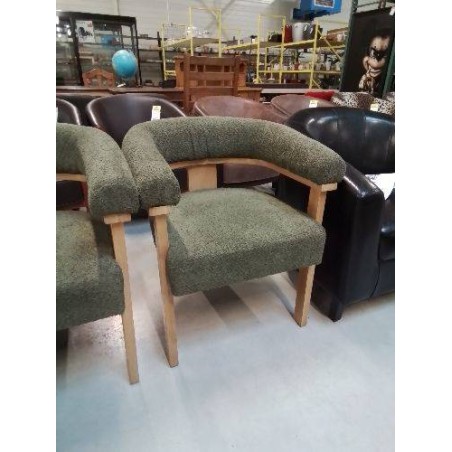 4 FAUTEUILS TISSU BOUCLETTE KAKI PIÈTEMENT BOIS CLAIR LIVELIA 