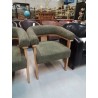 4 FAUTEUILS TISSU BOUCLETTE KAKI PIÈTEMENT BOIS CLAIR LIVELIA 