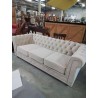 CANAPÉ 3 PLACES VELOURS BEIGE CHESTERFIELD 