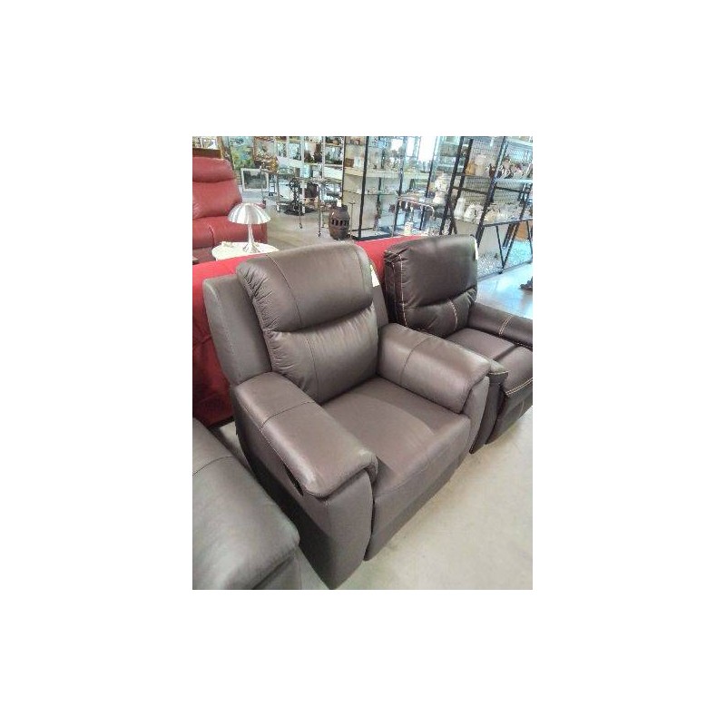 FAUTEUIL RELAX MANUEL CUIR TAUPE EVASION