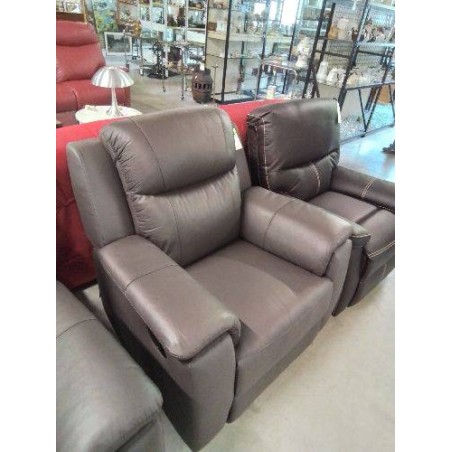 FAUTEUIL RELAX MANUEL CUIR TAUPE EVASION