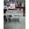 CONSOLE RECTANGULAIRE BOIS BLANC ET NATUREL PIEDS GALBÉS 2 TIROIRS 