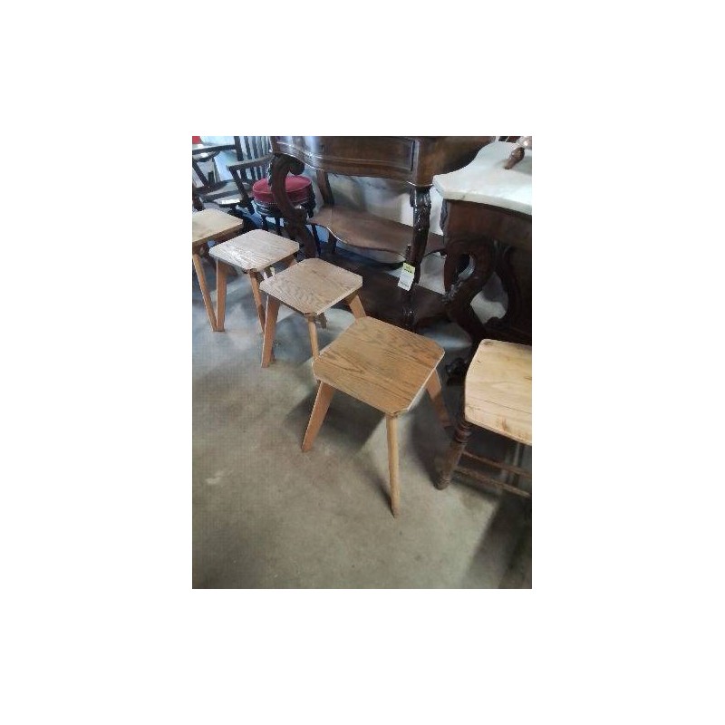 TABOURET BOIS CLAIR PIEDS COMPAS 