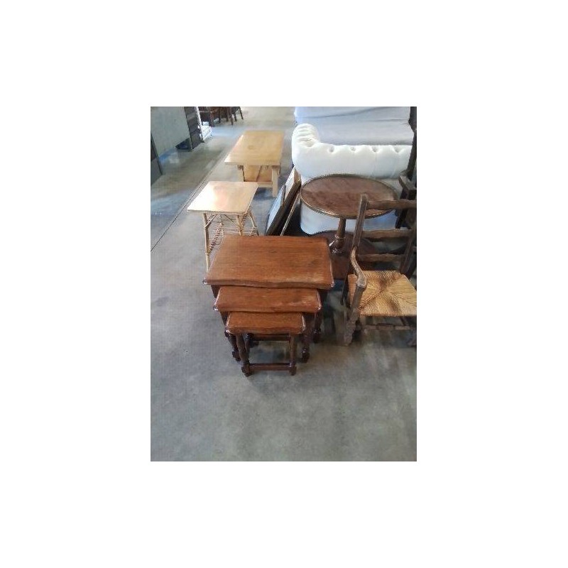 3 TABLES BASSES GIGOGNES BOIS PIEDS BALUSTRE 