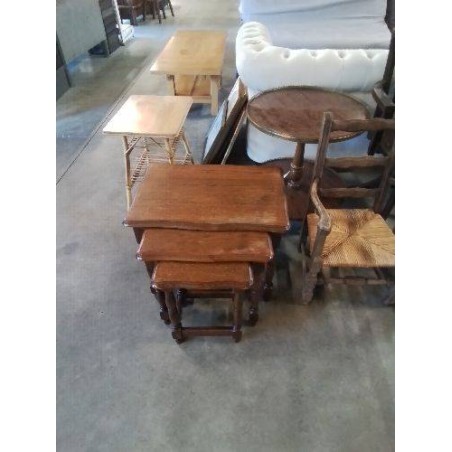 3 TABLES BASSES GIGOGNES BOIS PIEDS BALUSTRE 