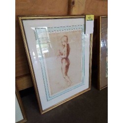 GRAVURE JEUNE FEMME NUE D’APRÈS RAPHAËL 