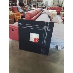 CADRE NOIR BOULES DE BILLARD ROUGE 90X90CM