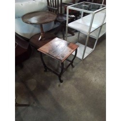 TABLE BASSE PIÈTEMENT FER FORGÉ NOIR PLATEAU BOIS