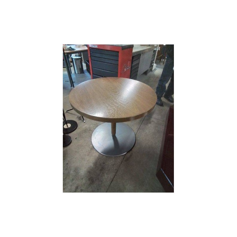 TABLE BASSE RONDE PIÈTEMENT MÉTAL PLATEAU BOIS CLAIR
