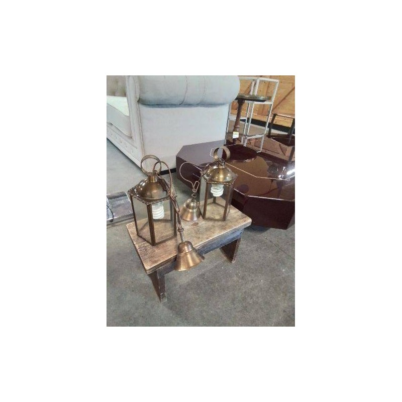 LANTERNE LAITON ET VERRE