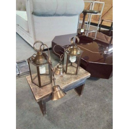 LANTERNE LAITON ET VERRE