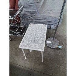 TABLE BASSE RECTANGULAIRE FER FORGÉ BLANC PLATEAU AJOURÉ 