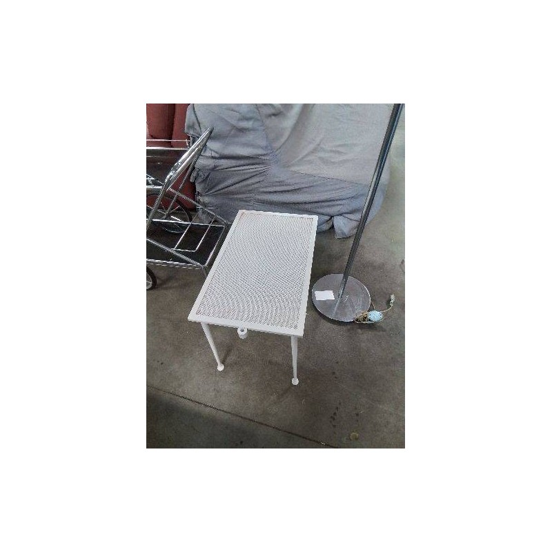 TABLE BASSE RECTANGULAIRE FER FORGÉ BLANC PLATEAU AJOURÉ 
