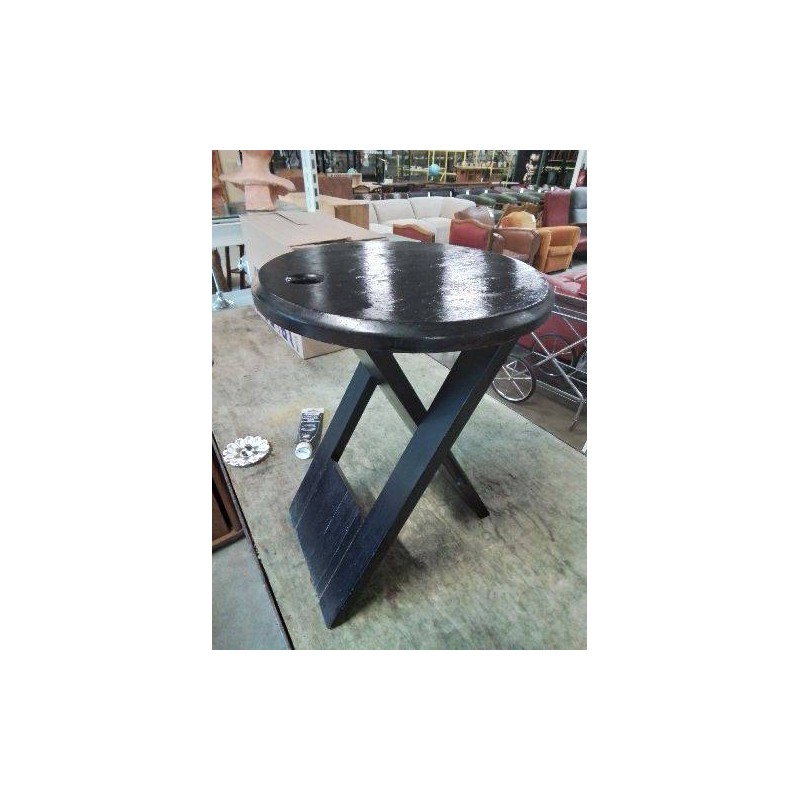 TABOURET PLIANT BOIS NOIR ROGER TALLON ANNÉES 80